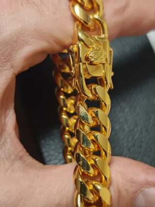 Pulsera Cubana Chapada Oro 18k