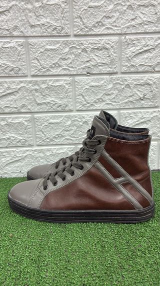 Scarpe Hogan Rebel Pelle Marrone Grigio
