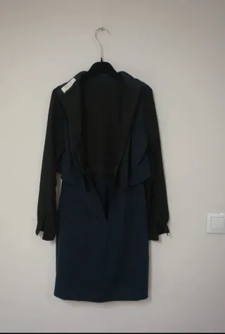 Vestido Mini Elegante Azul y Negro | Manga Larga