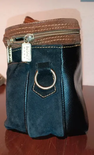 Bolso vintage piel negro y marrón