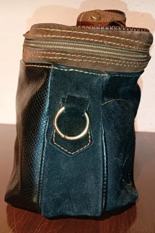 Bolso vintage piel negro y marrón