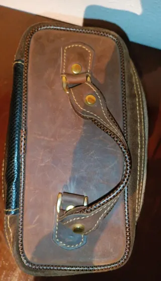 Bolso vintage piel negro y marrón