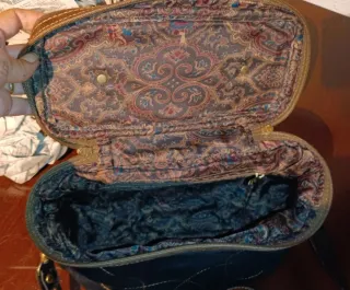 Bolso vintage piel negro y marrón