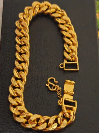 Esclava tallada oro 18k chapado cierre seguridad