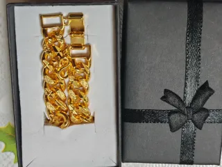 Esclava tallada oro 18k chapado cierre seguridad