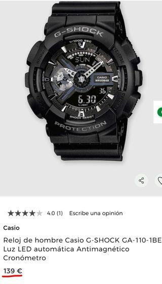 Reloj Casio G-Shock GA-110GB Negro/Plateado