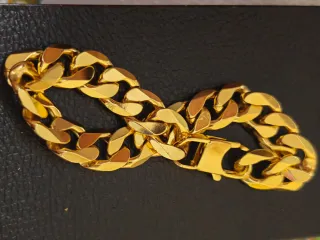 Pulsera Figaro Chapada Oro 18k Cierre Moderno