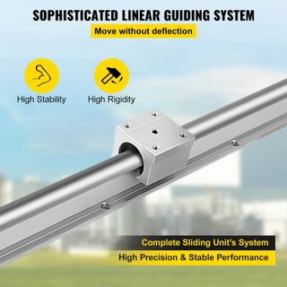 Guida Lineare 2 X SBR16-600 mm, Set di Guide per Cuscinetti Lineari con 4 Supporti SBR16UU e 2 Assi di Guida da 2200 mm, Guida Scorrevole Inox con Fori Preforati