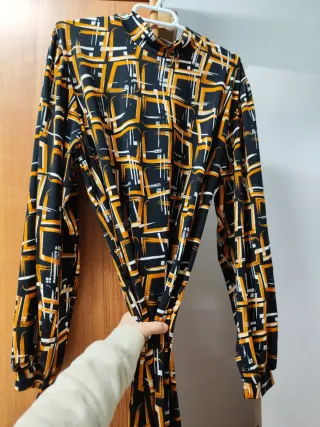 Vestido estampado geométrico manga larga