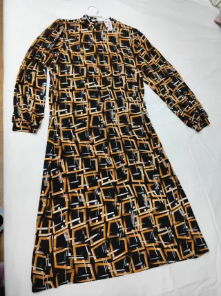 Vestido estampado geométrico manga larga