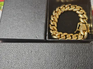 Esclava Cubana 18k Chapada Cierre Triple Seguridad