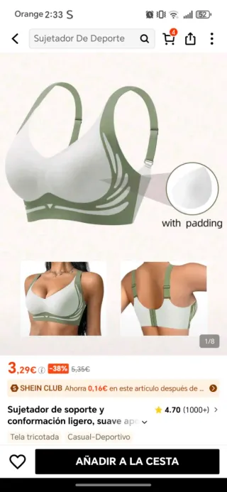 Sujetador deportivo nuevo