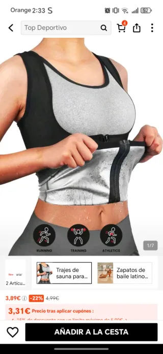 Chaleco Sauna Deportivo Cremallera