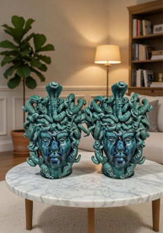 Coppia Teste di Moro in Cera Eleganti