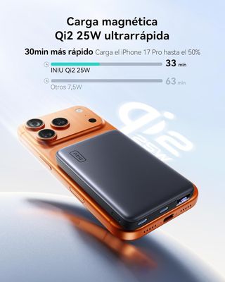 INIU PowerBank 10000mAh Qi2 25W PD 45W Cavo USB-C