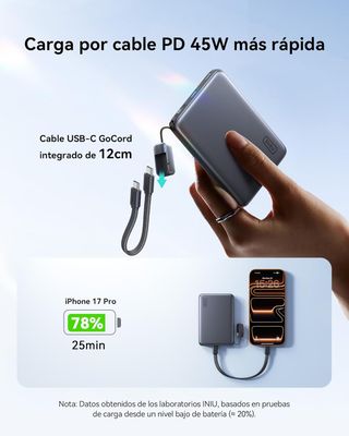 INIU PowerBank 10000mAh Qi2 25W PD 45W Cavo USB-C