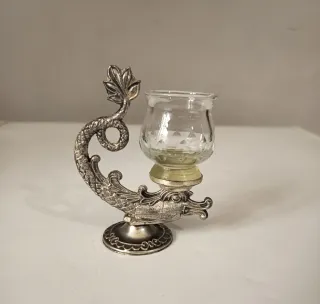 Portacandele Metallo Argentato Stile Neoclassico