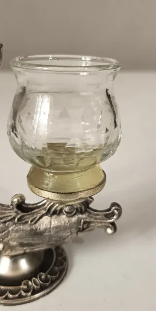 Portacandele Metallo Argentato Stile Neoclassico