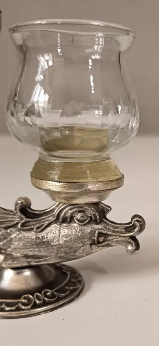 Portacandele Metallo Argentato Stile Neoclassico