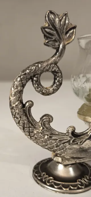 Portacandele Metallo Argentato Stile Neoclassico