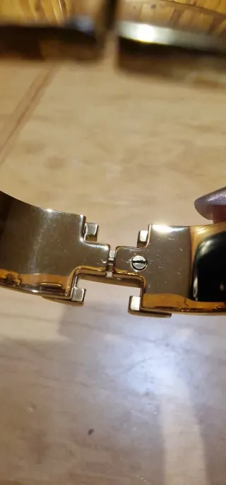 Pulsera Hermès H Dorada y Verde