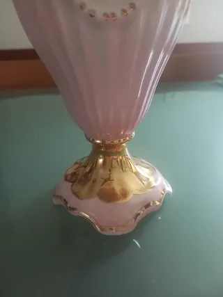 Vaso grande ceramica rosa e oro anni 60