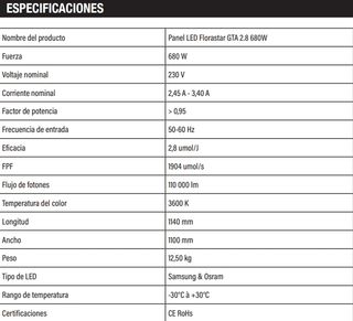 LED 680W GTA 2.8 FLORASTAR EN PROMOCION