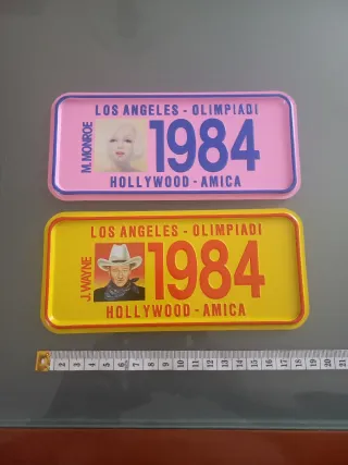 Set 2 targhette metallo Los Angeles 1984