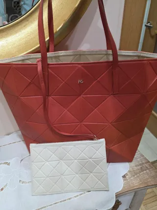 Bolso Purificación García  Blanco, color teja ,