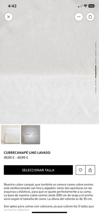 Cubrecanapé/ somier Lino blanco cama 200x200 ZARA