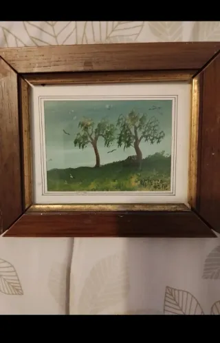 Set 4 Quadretti Dipinti Cornice Legno