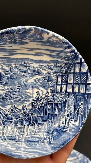 3 Ciotole Staffordshire Inghilterra Blu Vintage