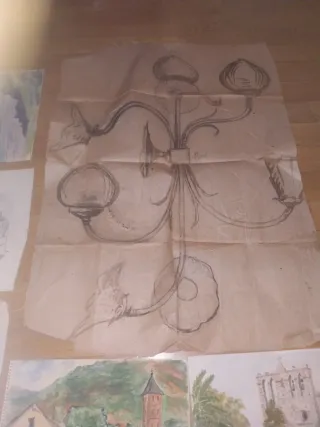 Lote de pinturas, acuarelas y dibujos