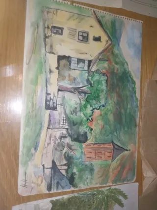 Lote de pinturas, acuarelas y dibujos