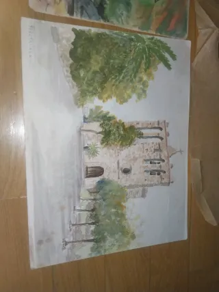 Lote de pinturas, acuarelas y dibujos