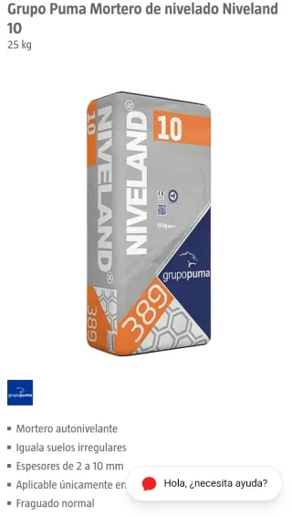 Mortero Nivelación Puma 25 kg