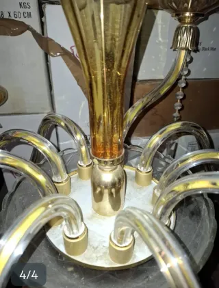 Lampadario vintage ambra cristallo