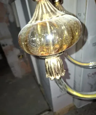 Lampadario vintage ambra cristallo