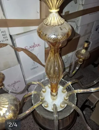 Lampadario vintage ambra cristallo