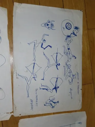 Lote 5 raros dibujos antiguos originales  firmados