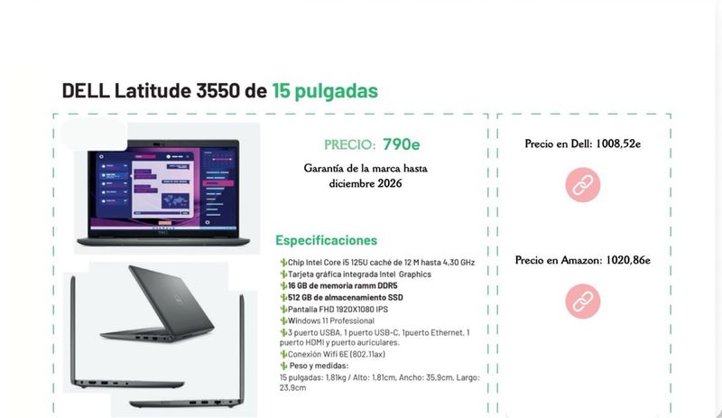 Portátil Dell Latitude 3550 15 Intel Core i5 afbeelding 8