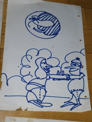 Lote de 3 dibujos originales uno firmado