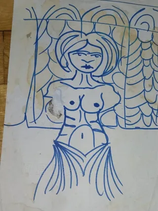 Lote de 3 dibujos originales uno firmado