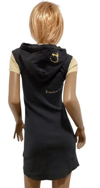 Vestitino con cappuccio nero e beige