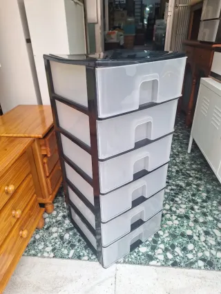 Cajonera Plástico 6 Cajones Negra Transparente