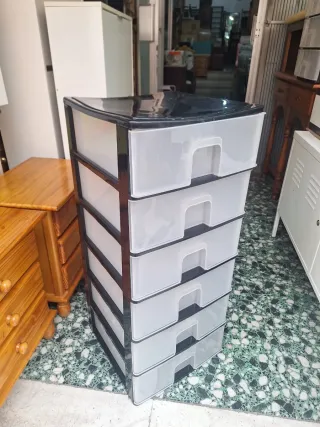 Cajonera Plástico 6 Cajones Negra Transparente