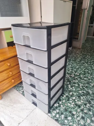 Cajonera Plástico 6 Cajones Negra Transparente