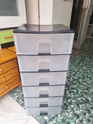 Cajonera Plástico 6 Cajones Negra Transparente