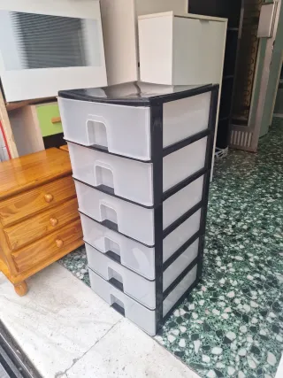 Cajonera Plástico 6 Cajones Negra Transparente