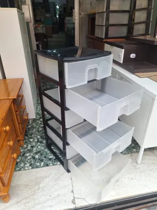 Cajonera Plástico 6 Cajones Negra Transparente